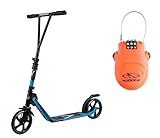 HUDORA BigWheel® Generation V 205 Scooter hellblau mit Kabelschloss Tretroller Roller Kickroller Cityroller Set Bundle Tretscooter Kickscooter