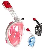 Rucanor Schnorchelmaske Vollmaske, Tauchermaske für Kinder und Erwachsene, 180° Grad Sicht, Aktion Kamera-Halterung, Anti-Fog und Anti-Leck, Größe S-M, Rosa