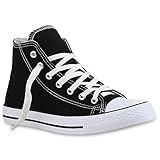stiefelparadies Damen Sneakers High Top Sportschuhe Stoffschuhe Freizeit Schuhe 138762 Schwarz Brooklyn 39 Flandell