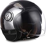SOXON® SP-888 Pro „Urban Chrome“ · Jet-Helm · Motorrad-Helm Roller-Helm Scooter-Helm Moped Mofa-Helm Chopper · ECE 22.05 Sonnenvisier Leather-Design Schnellverschluss SlimShell Tasche XS (53-54cm)