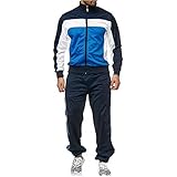 YEBIRAL Herren Jogging Anzug Männer Freizeit Trainingsanzug Sweatshirt Hose Sets Patchwork Stehkragen Strickjacke Sportanzug 2 Sätze Reißverschluss(XL,Blau)