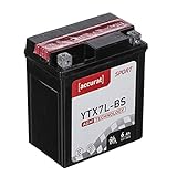 Accurat Motorradbatterie YTX7L-BS 6Ah 100A 12V Starter Batterie mit AGM-VRLA Technologie: rüttelfest robust wartungsfrei