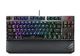 ASUS ROG Strix Scope TKL DLX mechanische Gaming-Tastatur (kabelgebunden, Cherry-MX-Schalter, ohne Nummernblock, ergonomische Handballenablage, Aura-Sync, für FPS Games) schwarz