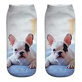 SALUCIA Unisex Socks Süße Hunde 3D Druck Socken Lustige Knöchel Füßlinge Kurze Socken für Damen und Herren