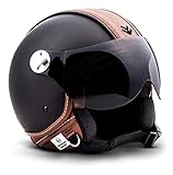 ARMOR HELMETS® AV-84 „Vintage Deluxe“ · Jet-Helm · Motorrad-Helm Roller-Helm Scooter-Helm Moped Mofa-Helm Chopper Retro Vespa Vintage Pilot · ECE 22.05 Visier Schnellverschluss Tasche S (55-56cm)