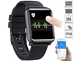 Newgen Medicals Fitnessuhr: Fitness-Uhr mit EKG- & Blutdruckanzeige, Bluetooth, Touchdisplay, IP68 (Smartwatch EKG)