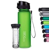 720°DGREE Trinkflasche “uberBottle“ softTouch +Früchtebehälter - 500ml - Auslaufsicher, BPA-Frei - Für Kinder, Schule, Sport, Fitness - Schlanke Tritan Wasserflasche - Leicht, Bruchsicher, Nachhaltig
