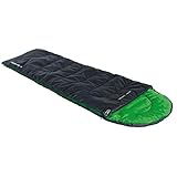 High Peak Schlafsack Easy Travel, 2-3 Jahreszeiten, Temperatur 5°C, ultraleicht, warm, Packsack, Camping, Festival, Reisen, atmungsaktiv, umweltfreundlich, wasserabweisend, PFC-frei, 220x75cm, 820g