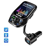 VicTsing FM-Transmitter für Auto, (Auto Frequency Tuning) 4,6 cm Farbdisplay Wireless Radio Adapter, 3 USB-Ports mit QC 3.0, 5 EQ-Modi, unterstützt Freisprechen, U-Disk/TF-Karte/AUX
