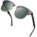 GQUEEN Horn Gestell Halbrahmen Retro Sonnenbrille Herren Damen Polarisiert GQO6