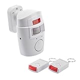 KOBERT GOODS Drahtloser Hausalarm mit Bewegungs-Erkennung mit 2 Infrarot-Fernbedienungen 8m Reichweite 110 Grad Winkel Erfassungsbereich und 105 db Alarm-Anlage zum Einbruch-Schutz für Innen-Räume