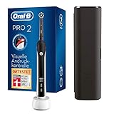 Oral-B PRO 2 2500 Black Edition Elektrische Zahnbürste/Electric Toothbrush mit visueller Andruckkontrolle für extra Zahnfleischschutz, 2 Putzprogramme inkl. Sensitiv, Timer & Reiseetui, schwarz