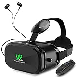 YEMENREN 3D VR Brille, VR Headset mit Bluetooth Controller und Kopfhörer, 120° FOV, HD Virtual Reality, Anti Blu-ray-Linse - für 3D Film und Spiele, Geeignet 4,0-6,0 Zoll Smartphone Handy (schwarz)