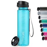 720°DGREE Trinkflasche “uberBottle“ crystalClear +Sieb - 1l - BPA-Frei - Wasserflasche für Sport, Gym, Fitness, Fahrrad, Outdoor, Uni - Sportflasche aus Tritan - Leicht, Bruchsicher, Nachhaltig