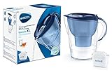 BRITA Wasserfilter Marella XL blau inkl. 1 MAXTRA+ Filterkartusche – Extra großer BRITA Filter zur Reduzierung von Kalk, Chlor & geschmacksstörenden Stoffen im Wasser