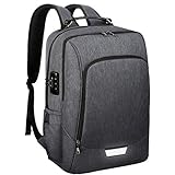 Vbiger Laptop Rucksack, Rucksack Für Schule Multifunktion Laptoprucksack 17 Zoll Herren Damen Wasserdicht Reiserucksack Anti-Diebstahl Rucksack mit USB für Arbeit Schule Business Wandern Grau
