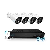 Reolink 8CH 5MP Überwachungskamera Set Aussen mit 4X 5MP PoE IP Wasserfeste Kamera und 4K 2TB HDD NVR Überwachungssystem für Haus, Innen, Outdoor Sicherheit, 30 Meter Nachtsicht, RLK8-410B4-5MP