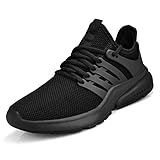 ZOCAVIA Herren Schuhe rutschfest SneakerTurnschuhe Leichte Laufschuhe Atmungsaktive Wanderschuhe, 46 EU Weit, Schwarz