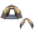 HEWOLF Pop Up Zelt Schnelle automatische Öffnung Wasserdicht Tourismus Reise Outdoor Zelt 5 Personen Doppelschichten Familien Camping Zelte mit Tragetasche, Braun