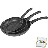 3 teilig Pfannenset aus Aluminium Bratpfannen Pfanne Set Induktion | Antihaftbeschichtung Bratpfannenset | Edelstahl Pfannenset | 20 cm | 24 cm | 28 cm (Schwarz)