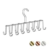 Relaxdays Gürtelhalter, Krawattenhalter aus Metall, platzsparend, 14 Haken, Krawatten & Gürtel, Kleiderschrank, silber
