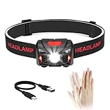 Winzwon USB Wiederaufladbare LED Stirnlampe Kopflampe, Sehr hell, Wasserdicht Leichtgewichts Mini stirnlampen Perfekt fürs Laufen, Joggen, Angeln, Campen, für Kinder