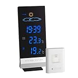 TFA Dostmann Lumax Funk Wetterstation, mit Farbdisplay, Außen- und Innentemperatur, Wettervorhersage, Funkuhr, innen und aussen, schwarz