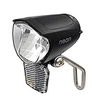 nean Fahrrad Dynamo-Frontleuchte Frontscheinwerfer mit Lichtautomatik, Standlicht, Reflektor und StVZO-Zulassung, 70 LUX, Aluminium-Kühlplatte, schwarz