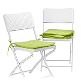 Relaxdays Stuhlkissen 4er Set in Anis, Sitzkissen mit Schleife, Auflage für Stühle in Haus und Garten, waschbar, Stuhlauflage aus Polyester, grün