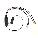 Eightwood DAB+ Antenne Autoradio Antennensplitter SMA Stecker DIN Adapter mit Signal Amplifier 12V Stromversorgung-Kabel für Blaupunkt Beat TechniSat Pioneer Sony Kenwood Alpine MEHRWEG