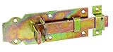 GAH-Alberts 116774 Schlossriegel | gerade, mit flachem Griff und befestigter Schlaufe | galvanisch gelb verzinkt | Platte 140 x 52 mm