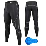 JEPOZRA Winter-Fahrradhose für Herren, lang, mit 4D-Gel, gepolstert, für Fahrrad, MTB, atmungsaktiv, Kompression, Mountainbike, Thermo-Hose (Schwarz, L)