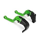 JFG RACING CNC Kurz Verstellbare Bremse Kupplung Hebel für Kawasaki ZX636R ZX6RR 2005–2006, Grün