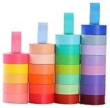 Set aus 30 Rollen 15 mm breitem Washi-Abdeckband, bunt, dekorativ, und beschreibbar für DIY, Handwerk, Buchdesign