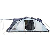 skandika Skaland 5 Personen Campingzelt mit großem Wohnraum, eingenähtem Zeltboden, Wasserabweisende Reißverschlüsse, Moskitonetze, verdunkelbare Fenster, 3.000 mm Wassersäule (grau)