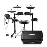 Alesis Drums Komplettkit - Debut Drum Kit mit 4 Mesh E-Drum Set Pads, Schlagzeughocker, Drum Sticks, Stimmschlüssel und Kopfhörer + 2000-Watt tragbarer Lautsprecher Strike Amp 8