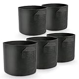 Pflanztasche, 5x 10L Pflanze Wachsende Tasche, Vliesstoff Pflanzsack mit Griffe für Kartoffeln, Tomaten und Erdbeeren - 10L