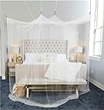 Moskitonetz Doppelbett 220x220x200cm mit 8 Aufhängepunkten - Mückennetz Bett für Einzelbett & Doppelbett mit 2 Öffnungen für leichten Einstieg - Himmelbett Vorhang als Bett Mückenschutz