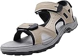 CAMEL CROWN Herren Sommer Sandalen Sport Outdoor Trekking Wander Sandale mit Klettverschluss Verschleißfest Leichte Verstellbaren rutschfest Strand Reise Bequem Wasser Fischer Sandale Beige 40 EU