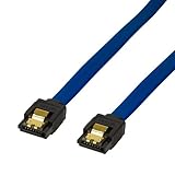 BIGtec 0,7m SATA Kabel S-ATA 3 Datenkabel Anschlusskabel HDD SSD 6GBit/s Stecker L-Type/L-Type 70cm vergoldet gerade/gerade Serial ATA Verriegelung Farbe blau