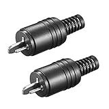 Lautsprecherstecker | mit Schraubanschluss | Gerade Schraubbar Knickschutz 2,2 mm | Boxen Audio Adapter Kabelanschluss Lautsprecher Stecker | Schwarz | Lautsprecherstecker mit Knickschutz, 2 Stück