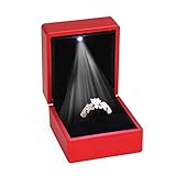 ZADAWERK® Ringbox - mit LED - Rot - Schmuck, Hochzeit, Verlobung, Heiratsantrag