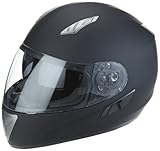 Protectwear H520-ES-M Motorradhelm,Integralhelm mit Integrierter Sonnenblende, Größe M, Schwarz-Matt