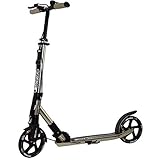 Best Sporting Scooter 205er Rolle High Class, klappbarer City-Roller mit ergonomischem Lenker, Handbremse und Klingel, Tret-Roller (Gold + Tragegurt)