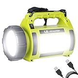 LE LED Handscheinwerfer 1000 Lumen, Wiederaufladbare CREE Akku Handlampe mit 3600mAh Powerbank, 10W Dimmbare Taschenlampe inkl. 3 Lichtmodi 2 Helligkeitsstufen, USB-Kabel für Notfall Camping usw.