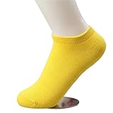 Demarkt Damen Sneakers Socken Sneakersocken Damen Socken kurz Baumwolle Sportsocken, 10 Paare (Gelb)