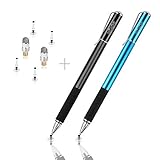 Mixoo Stift Präzision Disc Eingabestift Touchstift Stylus 2 in 1 Kapazitive Touchscreen Stift, kompatibel für Smartphones &Tablets (Shwarz + Blau)