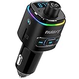 Auto FM Transmitter, NULAXY Bluetooth QC3.0 FM Transmitter Adapter mit 7 Farbe LED Backlit, unterstützt Siri Google Assistent USB Drive TF Karte Handsfrei Sprechen