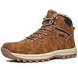 JIANYE Winterschuhe Herren Damen Wasserdicht Warm Gefüttert Schneestiefel Trekking Wanderschuhe Braun 42