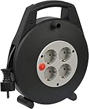 Brennenstuhl Vario Line Kabelbox 4-fach / Mini-Kabeltrommel (Indoor-Kabeltrommel für Haushalt, 10m Kabel, Made in Germany) schwarz/grau